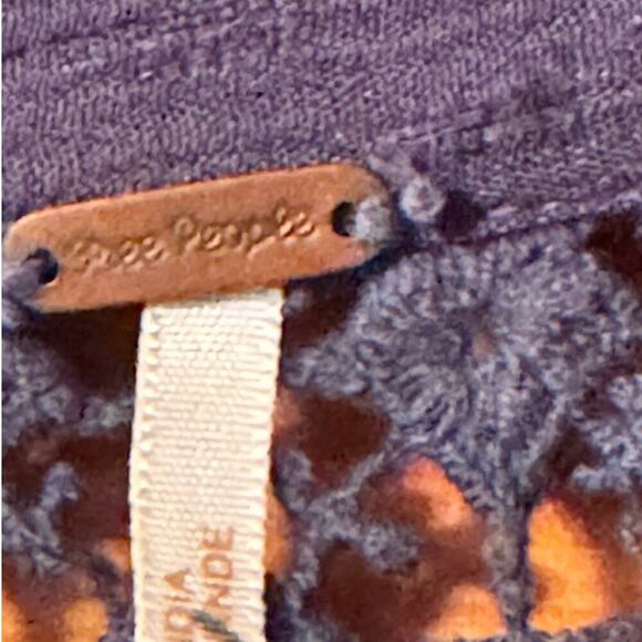 Free People Navy crochet coastal cowgirl oversized L Boho drapey blouse Navy - Picture 4 of 10